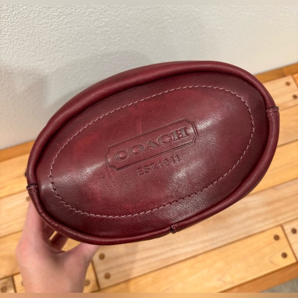 Coach Bleeker Bucket Bag In Burgundy with Tattersall Lining - Picture 6 of 10